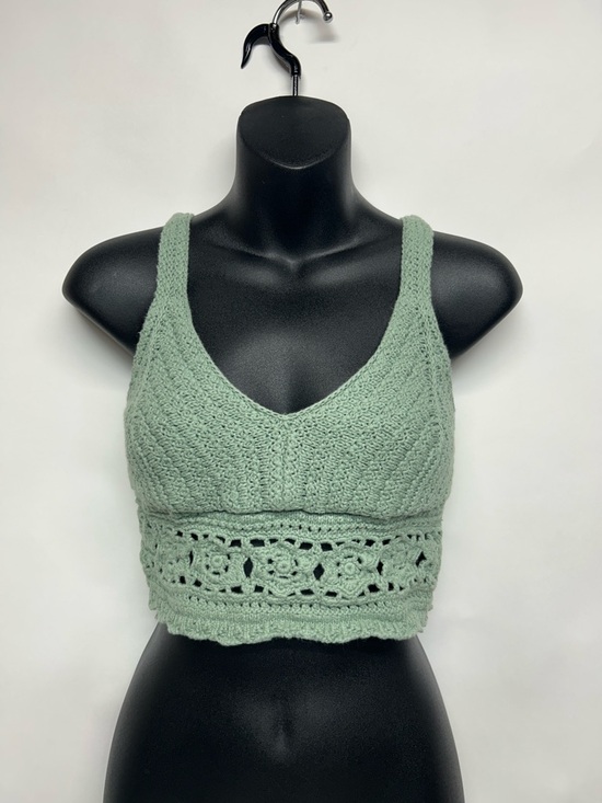 Hollister Tops - Hollister Cropped Knit - Light Sage xs 100% cotton Crochet-Style V-Neck Bralette